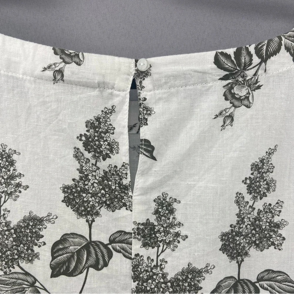 Liz Claiborne Linen Blend Floral Print Short Sleeve Boxy Top Raw Hem Size Large - Picture 6 of 10